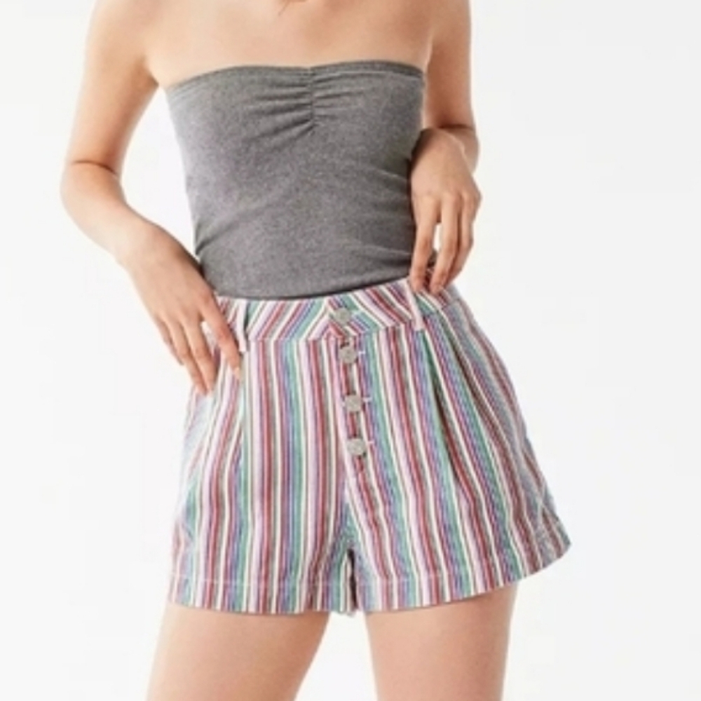 BDG Urban Outfitters Women's Striped Cotton Retro Lisbon Shorts 10